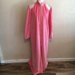 Bill Tice Vintage Salmon Pink Long Velour Zip Robe M